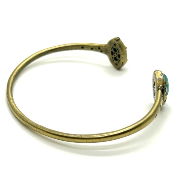 Kendra Scott Laura Pinch Cuff Bracelet in Antique Gold & Variegated Turquoise - Picture 6 of 13